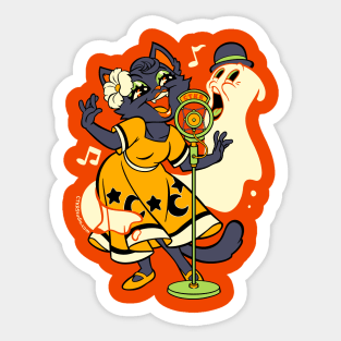 Halloween Black Cat & Ghost Singing Sticker